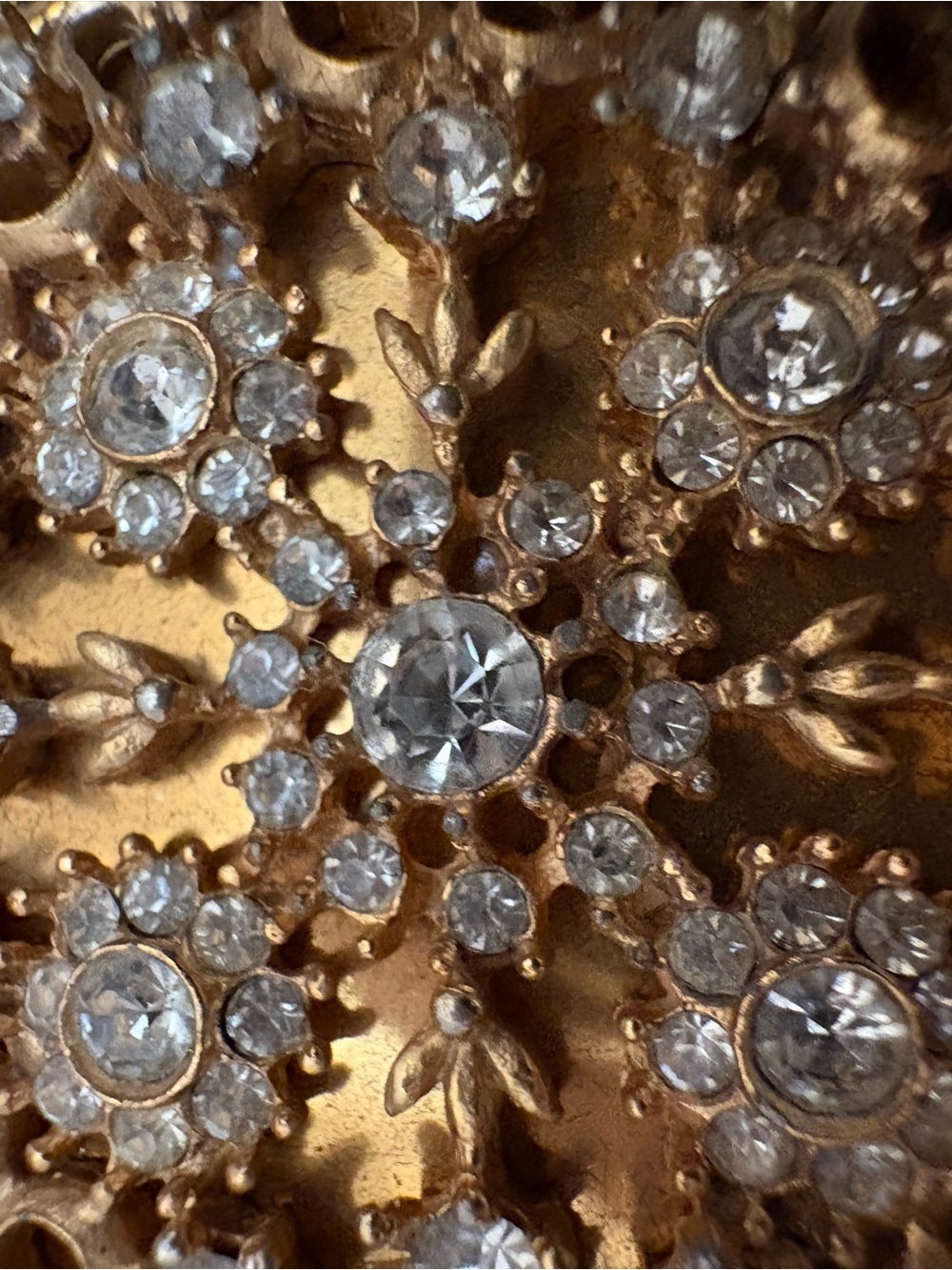 Vintage 1950s Gold Tone Rhinestone Powder Compact Mirror - Picture 3 of 8
